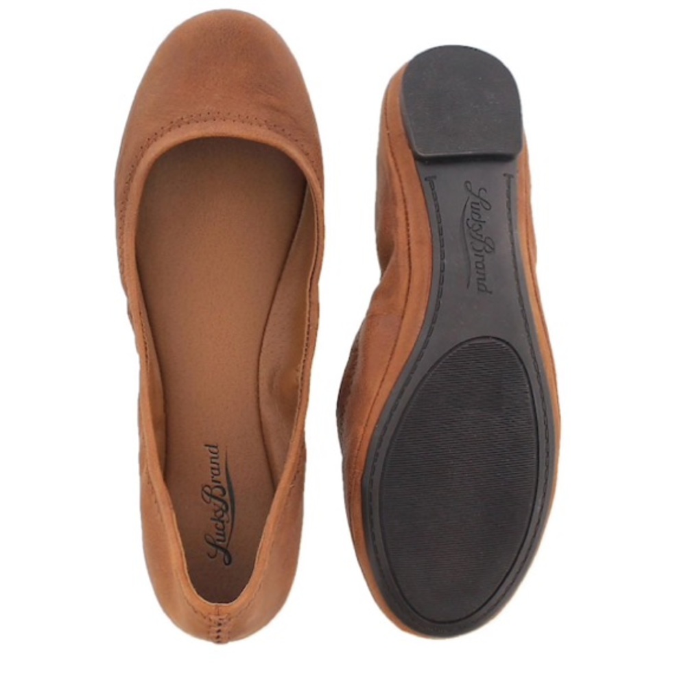 NIB LUCKY BRAND Eleesia flat cognac